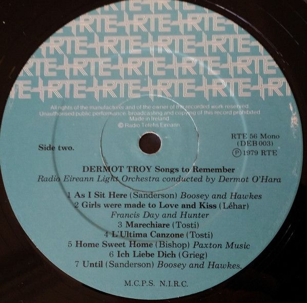 Dermot Troy - Songs To Remember 12" LP 1979