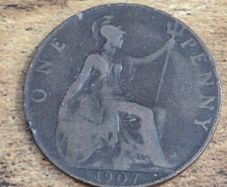 Great Britain UK 1907 One Penny Edward VII - free standard postage