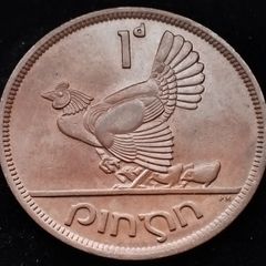 [#2652] - Ireland 1948 | Irish 1d | 1 Penny | Hen with Chicks | KM.11