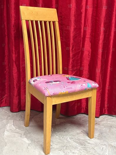 Solid Wooden Dining Chair with Newly Covered Seat
