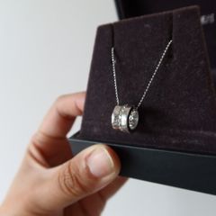 Stainless steel wheel crystal necklace