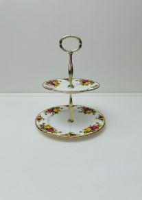 Vintage Royal Albert "Old Country Roses" Two Tier Cake Stand