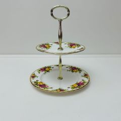 Vintage Royal Albert "Old Country Roses" Two Tier Cake Stand