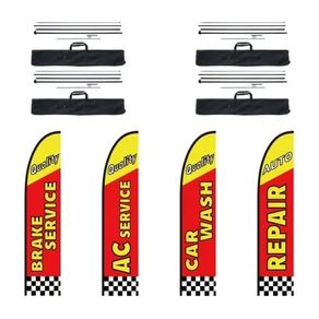 Auto Repair Advertising Feather Flag with Pole Kit, Advertising Flags for Business Outside, Includes 4 Banner Flags, 4 Poles, 4 Ground Stakes,