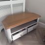 Grey TV Unit / Corner Media Cabinet with Solid Wood Top & 2 Drawers Image 2