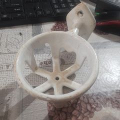 Antique Wall Mounted Cast Iron White Porcelain Cup Holder, Postage Available or Collection
