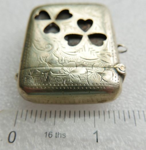 Vintage Silver Plated Vesta Case Matchsafe Irish Connemara Shamrock Lucky
