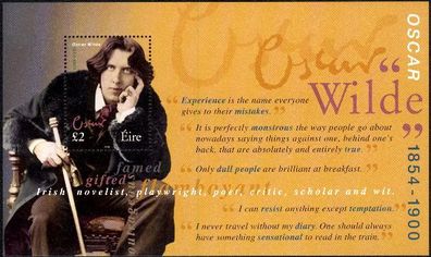 2000 Ireland Oscar Wilde Commemorative Stamp Miniature Sheet Mint Never Hinged (MNH)
