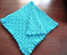 Crochet baby blanket. Aqua blue/green