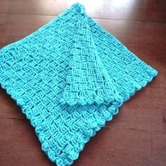 Crochet baby blanket. Aqua blue/green