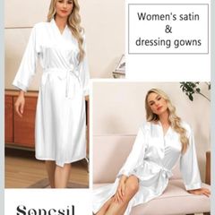 Women's Satin Kimono Robe Bride Bathrobe and Dressing Gown Nightgown Pajamas