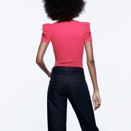 ZARA Red Ribbed Bodysuit Size S / EUR 36