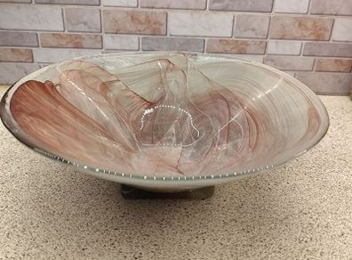Large 26cm Hand-Blown Art Glass Centerpiece Bowl