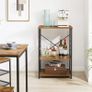 Industrial Microwave Oven Shelf, Bakers Rack with 6 S-Hooks, 3-Tier Storage Shelves for Kitchen Living Room, Kitchen Shelf for Spices, Pots, and Pans, Rustic Brown (FREE POSTAGE) Image 2