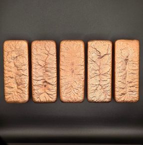 5kg Custom Hand-Poured .999 Copper Bar Lot (5x 1kg Bars)