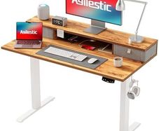 Electric Adjustable Height Desk, with 2 Fabric Drawers, 100x60cm