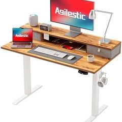 Electric Adjustable Height Desk, with 2 Fabric Drawers, 100x60cm