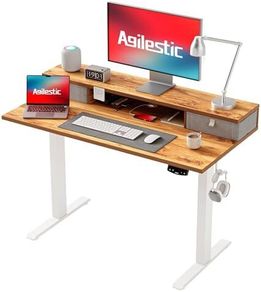 Electric Adjustable Height Desk, with 2 Fabric Drawers, 100x60cm