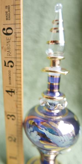 Vintage Blue Handblown Glass Perfume Massage Oil Bottle