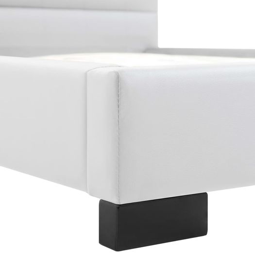 Bed Frame White Faux Leather 135x190 cm