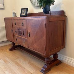 Vintage Solid oak sideboard cabinet buffet