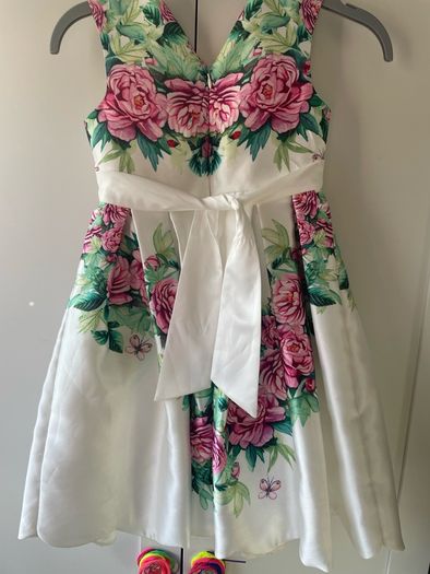 Monsoon satin white ladybird and butterfly dress age 6