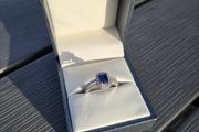 9ct White Gold Sapphire Square Halo Cluster Ring