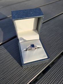 9ct White Gold Sapphire Square Halo Cluster Ring