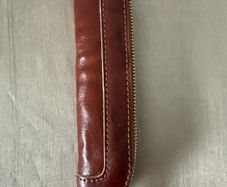Leather pen case - 20cm long - holds 3 pens - brand new