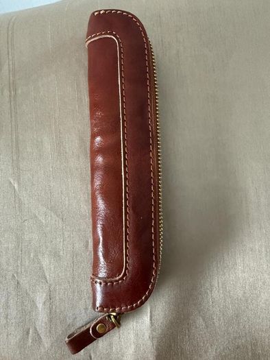 Leather pen case - 20cm long - holds 3 pens - brand new