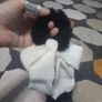 fur scrunchie with knitted bow Image 3