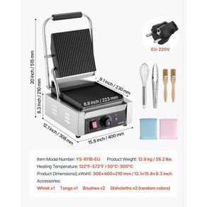 Panini Grill, Electric Sandwich Panini Maker, Stainless Steel Sandwichs