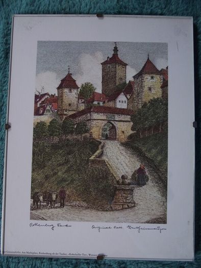 8 X Signed etchings of Rothenburg W. Germany by Ernst Geissendorfer - Circa 1950's