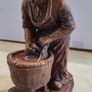 Vintage French Hand Wood Carving Figurine Of A Lady Hand Washing Cloth Image 4