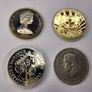 UK Coins  one crown , 5 SHILLING, 5 POUNDS and gold plated medal Image 2