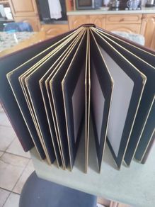 Large torino  wedding square brown leather  photo album 36 x 36 cm with gold page trime edge.  Is no box