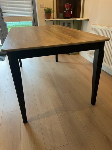 Upcycled Solid Wood Dining Table - Hand Painted White Coffee Whitewash - Modern Rustic - One of a Kind