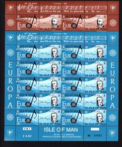 1985 Isle of Man Europa Music Year Commemorative Stamp Sheetlets Mint Never Hinged (MNH)