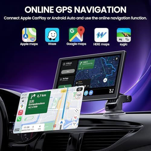 9.0 Wireless Carplay Screen for Car with 4K Dash Cam & 1080P Backup Camera, Touchscreen Car Stereo with Carplay & Android Auto, GPS Navigation, Mirror Link, Voice Control