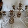 a matching pair of traditional three light candlelabras silver plated Image 5