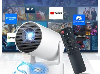 Ultra Smart Projector 2026, Android 14 Projector for Bedroom with Built-in Apps,Mini Projector 1080P 8K Decoding,WiFi6 Bluetooth5.4, 5W Speaker,Auto Vertical Keystone for Home & Outdoor