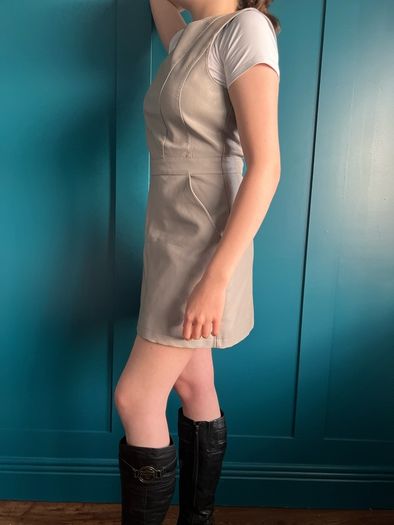 Vero Moda grey faux leather mini dress. Size XS