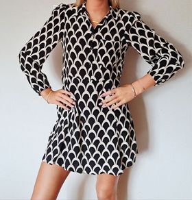 Zara geometric print shirt dress NWT