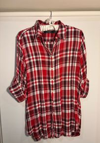 Ralph Lauren Vintage Red Plaid Button Up Shirt / Small Petite