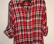 Ralph Lauren Vintage Red Plaid Button Up Shirt / Small Petite