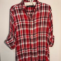 Ralph Lauren Vintage Red Plaid Button Up Shirt / Small Petite