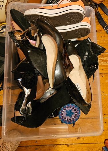 Large Job Lot of Ladies and Mens Clothes Shoes Hats Bags Handbags