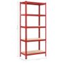 Storage Shelves 2 pcs Red 80x40x180 cm Steel and MDF Image 10