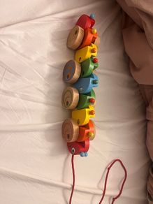 Wooden Wiggly caterpillar pull along Toy
