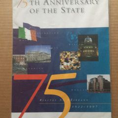 1997 Ireland 75th Anniversary of the Anniversary of the State Stamp Presentation Pack. Pack contains sheet with pictorial cancel in bottom corner.